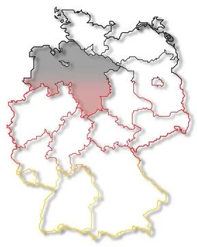 Map of Germany, Lower Saxony highlighted Political map of Germany with the... 스톡 사진
