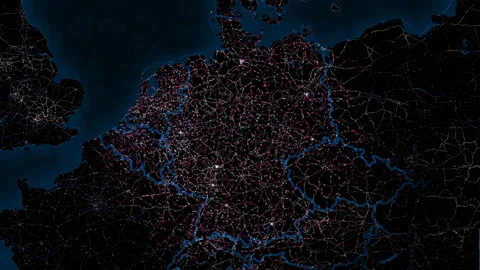Map of Germany. Night view from space. Stock Footage 136753552