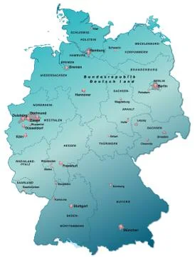Map of germany as an overview map in blue Illustrazione stock