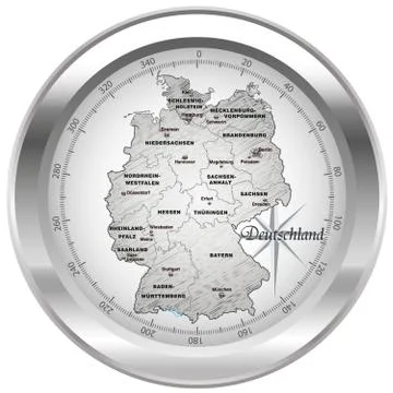 Map of germany as an overview map in chrome Stock Illustration