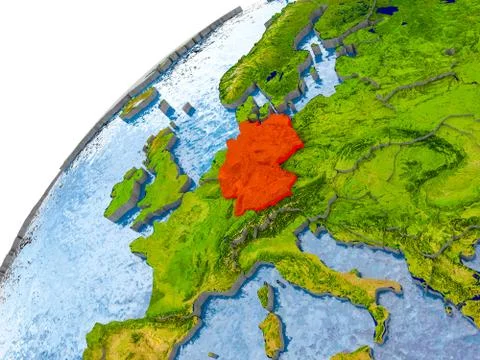 Map of Germany in red on globe Illustrazione stock