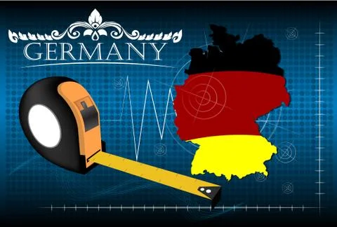 Map of Germany with ruler, vector. Stock Illustration