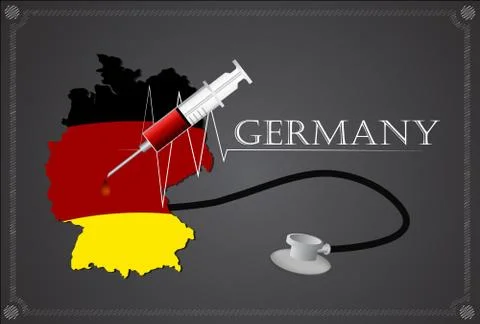 Map of Germany with Stethoscope and syringe. Stock-Illustration