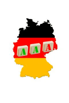Map of germany, three a's, one red a, risk of losing rating, triple a rating, Stock Illustration
