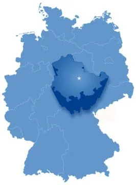 Map of germany where thuringia is pulled out Illustrazione stock