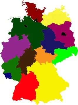Map of germany on a white background with colored Stock Illustration
