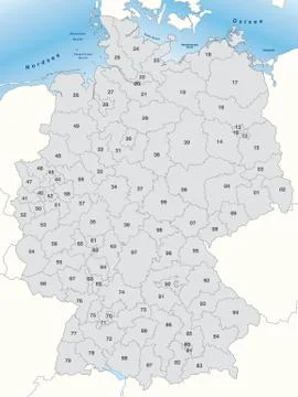 Map of germany with zip codes Stock Illustration