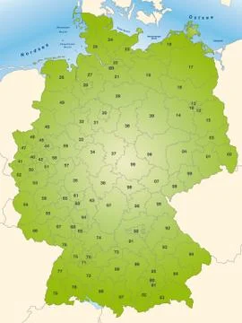 Map of germany with zip codes Stock Illustration