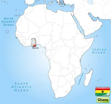 Map of ghana with main cities in gray Stock Illustration