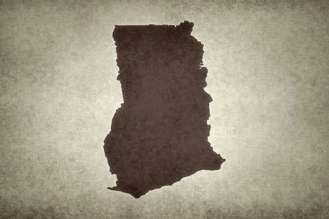Map of Ghana on an paper Stock Illustration