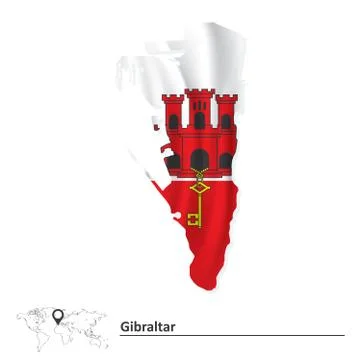 Map of Gibraltar with flag Stock Illustration