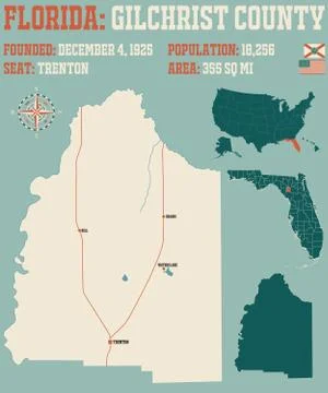 Map of Gilchrist County in Florida Stock Illustration