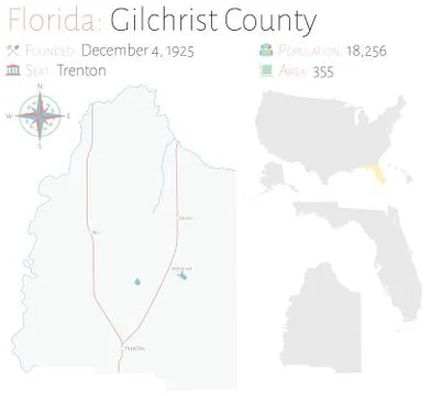 Map of Gilchrist County in Florida Illustrazione stock