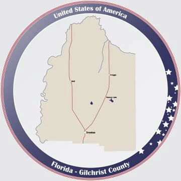 Map of Gilchrist County in Florida Stock Illustration
