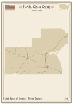 Map of Glades County in Florida Stock Illustration