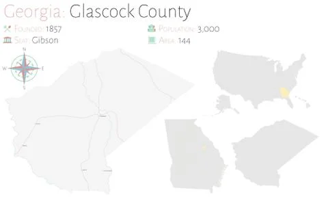 Map of Glascock County in Georgia Stock Illustration