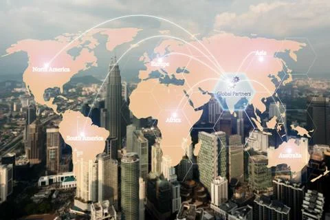 Map global logistics partnership connection for Logistics Import Export backg Stock Photos