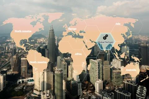 Map global logistics partnership connection for Logistics Import Export backg Stock Photos