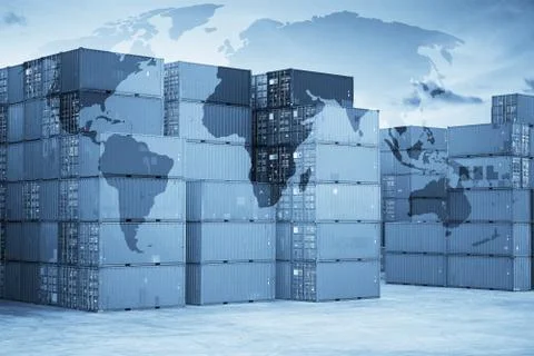 Map global logistics partnership connection of Container Cargo freight ship f Stock-Fotos