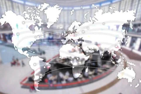 Map Global Logistics Partnership. Import Export concept. Foto stock