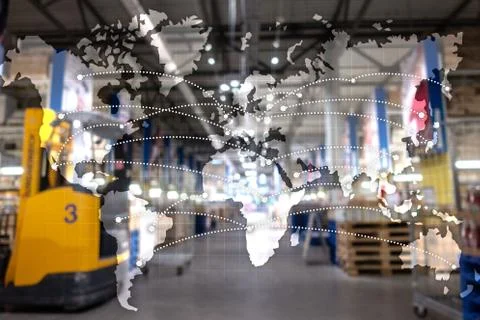 Map Global Logistics Partnership. Import Export concept. Foto stock