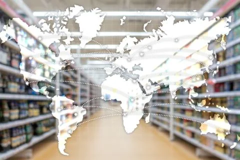 Map Global Logistics Partnership. Import Export concept. Foto stock