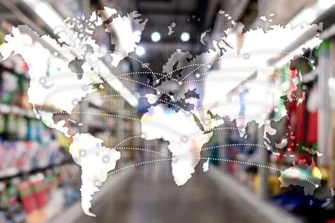 Map Global Logistics Partnership. Import Export concept. Foto stock