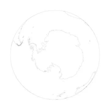 Map of Globe of Antarctica - Outline Stock Illustration
