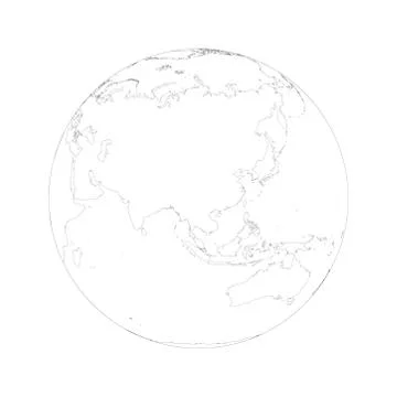 Map of Globe of Asia Outline Stock Illustration