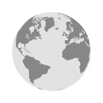 Map of Globe of Atlantic Ocean Stock Illustration