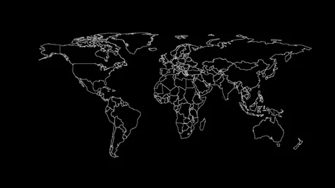 Map of the globe on a black background, ... | Stock Video | Pond5