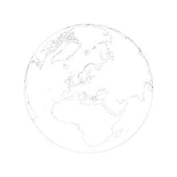 Map of Globe of Europe - Outline Stock Illustration