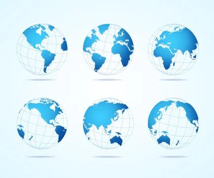 Map Globe Set. Vector Stock Illustration