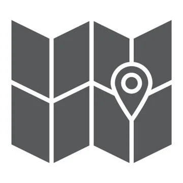 Map glyph icon, location and travel, direction sign, vector graphics, a solid Stock Illustration