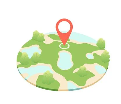 Map of golf course is encased within a circular frame in unique and compact 스톡 일러스트