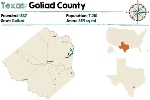Map of Goliad county in Texas Stock Illustration