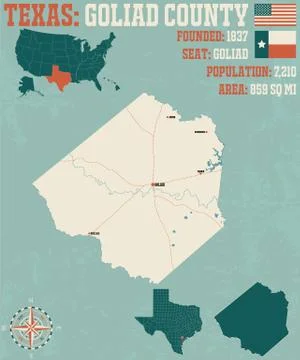 Map of Goliad county in Texas Stock Illustration