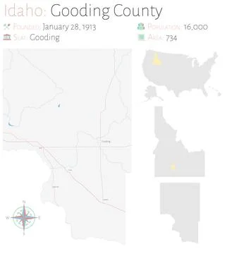 Map of Gooding County in Idaho Stock Illustration