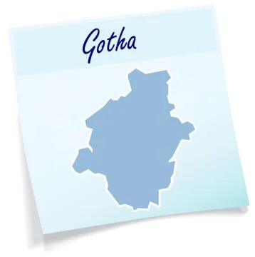 Map of gotha as sticky note 스톡 일러스트