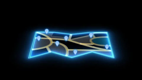 Map gps location pin icon neon glowing animation on black background Stock Footage 336911213