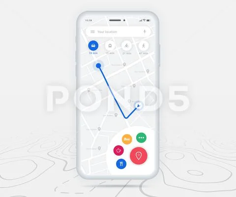 Map GPS navigation app ux ui concept, Mobile map application ...