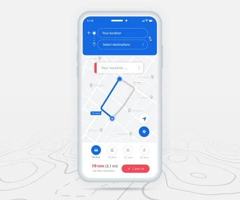 Map GPS navigation app ux ui concept, Mobile map application, Smartphone street イラスト素材