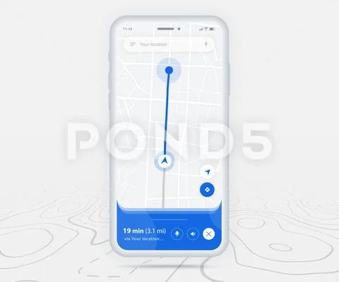 Map GPS navigation app ux ui concept, Mobile map application ...