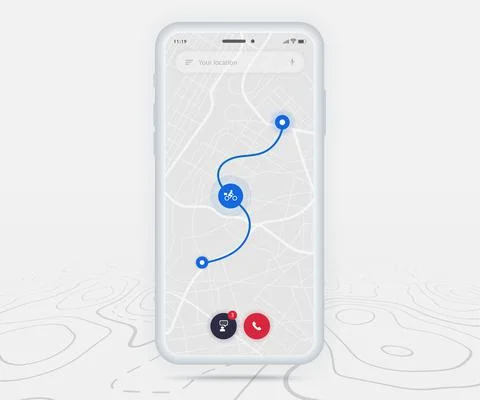 Map GPS navigation app ux ui concept, Mobile map application, Smartphone street イラスト素材