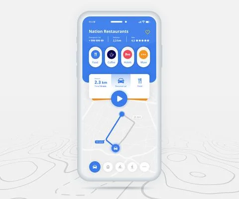 Map GPS navigation app ux ui concept, Mobile map application, Smartphone street イラスト素材