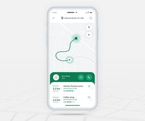 Map GPS navigation app ux ui concept, Mobile map application, Smartphone street イラスト素材