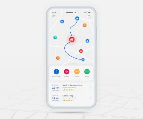 Map GPS navigation app ux ui concept, Mobile map application, Smartphone street イラスト素材