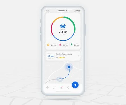 Map GPS navigation app ux ui concept, Mobile map application, Smartphone street 스톡 일러스트