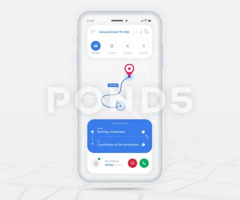 Map GPS navigation app ux ui concept, Mobile map application ...