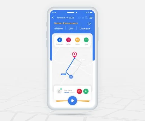 Map GPS navigation app ux ui concept, Mobile map application, Smartphone street イラスト素材